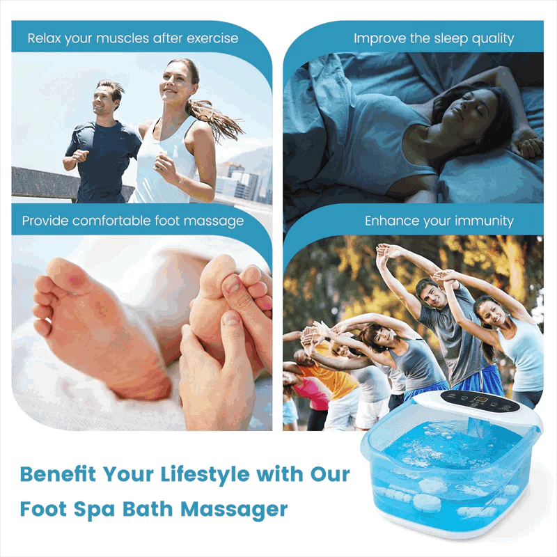 Foot Spa Bath Massager w/ Heat, Bubbles & Vibration Mode, Digital Temp Control, 12 Rollers, Pedicure Stone, Foot Soaker Tub for Relaxation