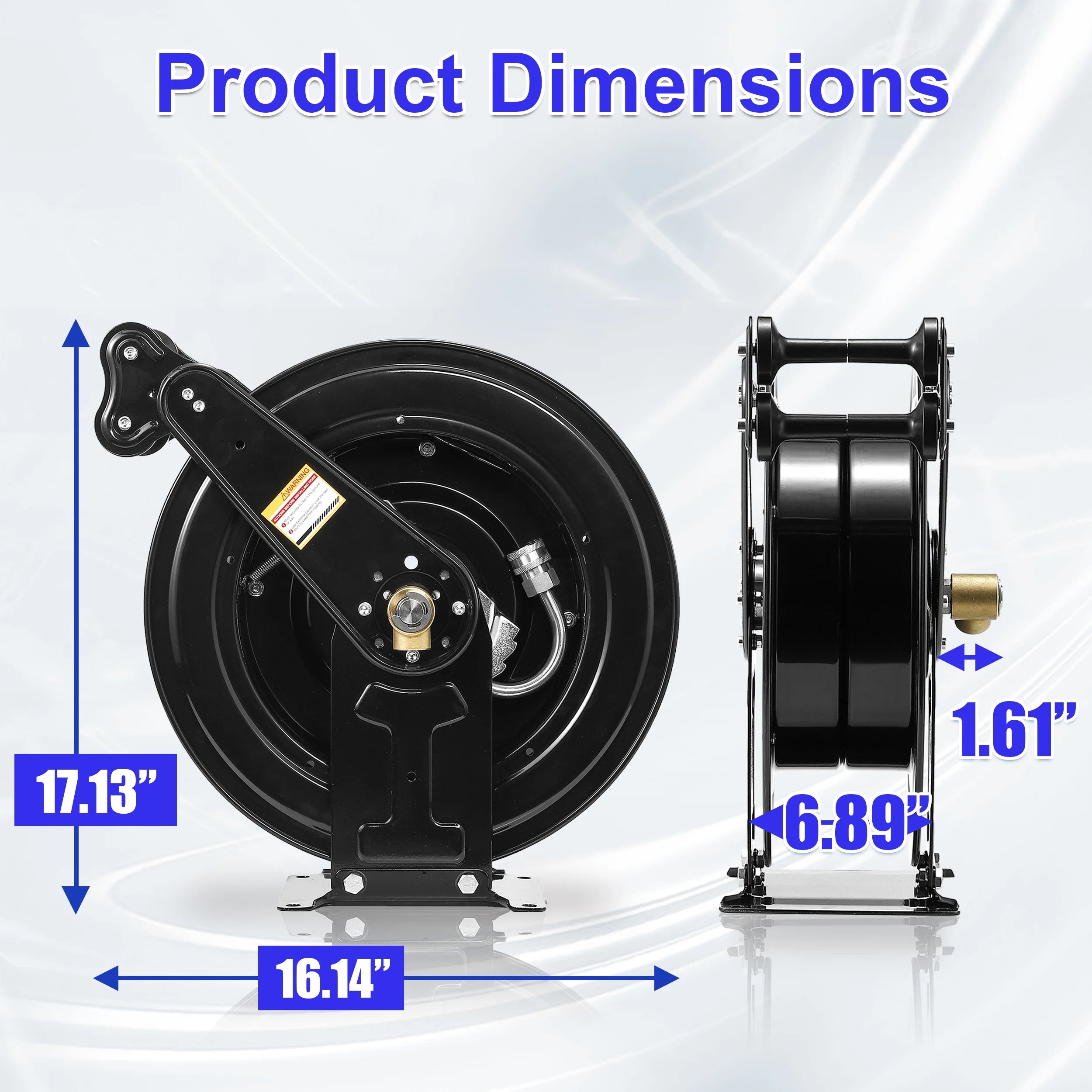 Auto - Retractable Pressure Washer Hose Reel, 50FT x 3/8" Heavy Duty Steel Power Washer Hose Reel Dual Arm, 4000 PSI