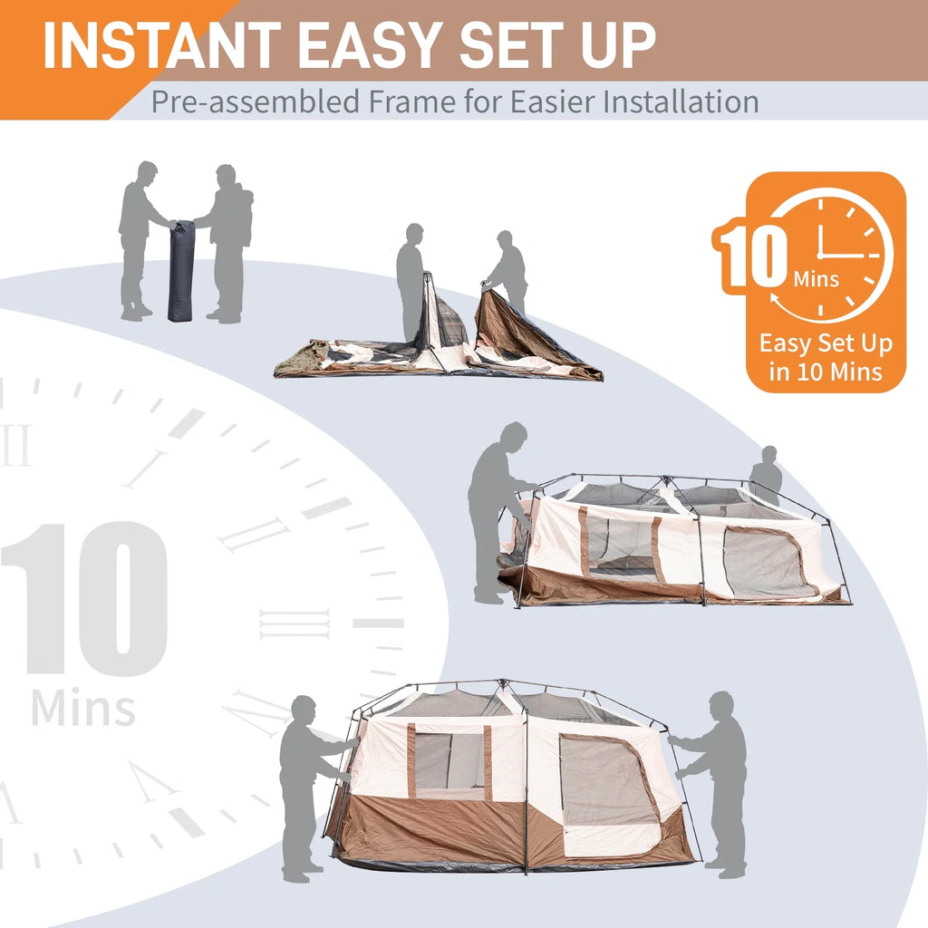 Zimtown 10 Person Tent Large Multi Room Tent for Family Camping Cabin Huge Tent with Carry Bag