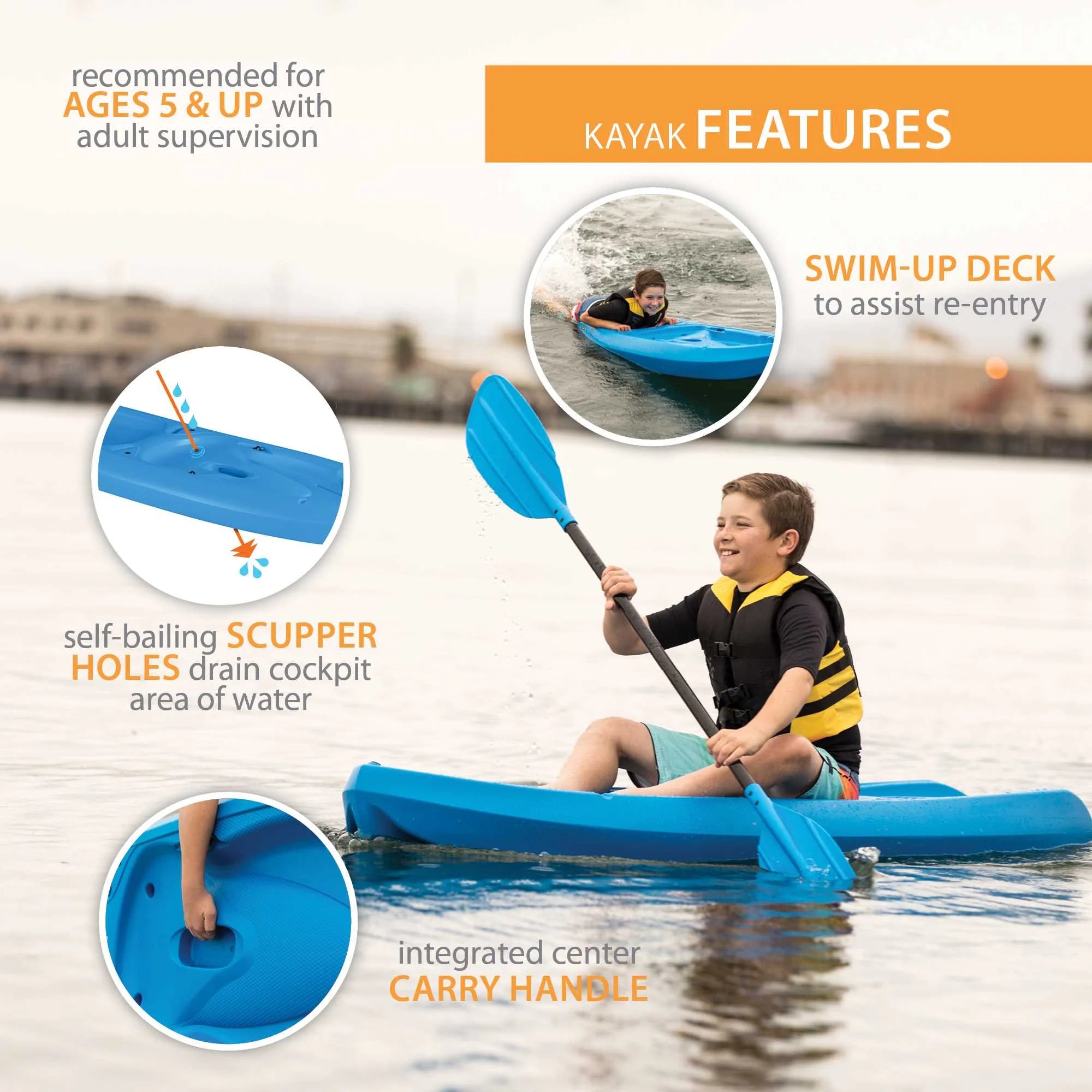 Lifetime Recruit 6.5 Ft Youth Sit - on - Top Kayak, Lime Green (90765)