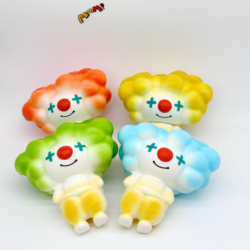 🤡 4 Colors Clown Squishy - Orange/Yellow/Green/Blue Cute Circus Slow Rising Stress Relief Toy