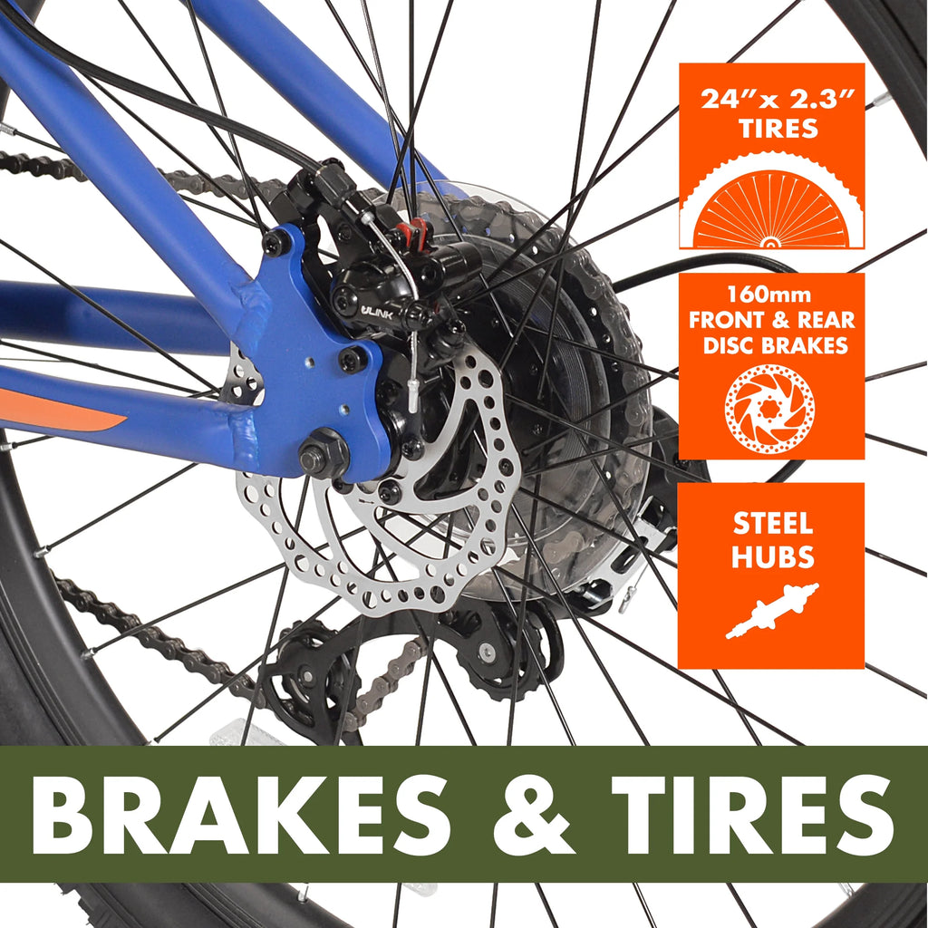 24" Ozark Trail Vibe Mountain Bicycle, 8 Speed, Black, Fits Riders 4'6" - 5'6", Teen