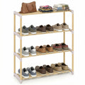 Tangkula 4-Tier Solid Wood Shoe Rack