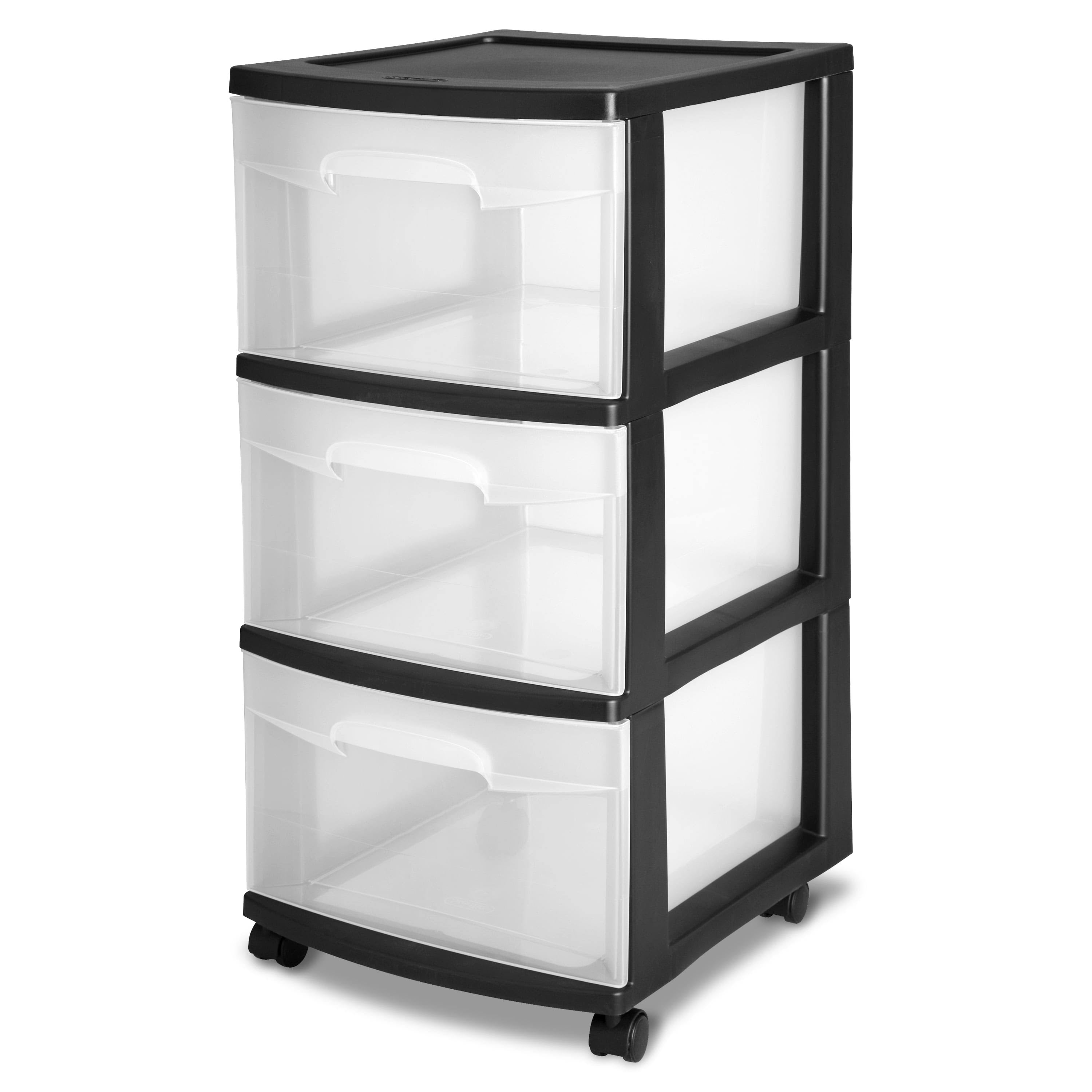Sterilite Plastic 3-Drawer Cart, Black