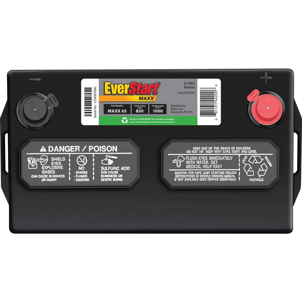 Everstart Maxx Lead Acid Automotive Battery, Group Size 65 12 Volt 850 CCA