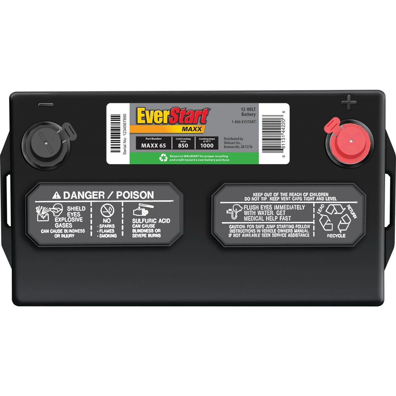 Everstart Maxx Lead Acid Automotive Battery, Group Size 65 12 Volt 850 CCA