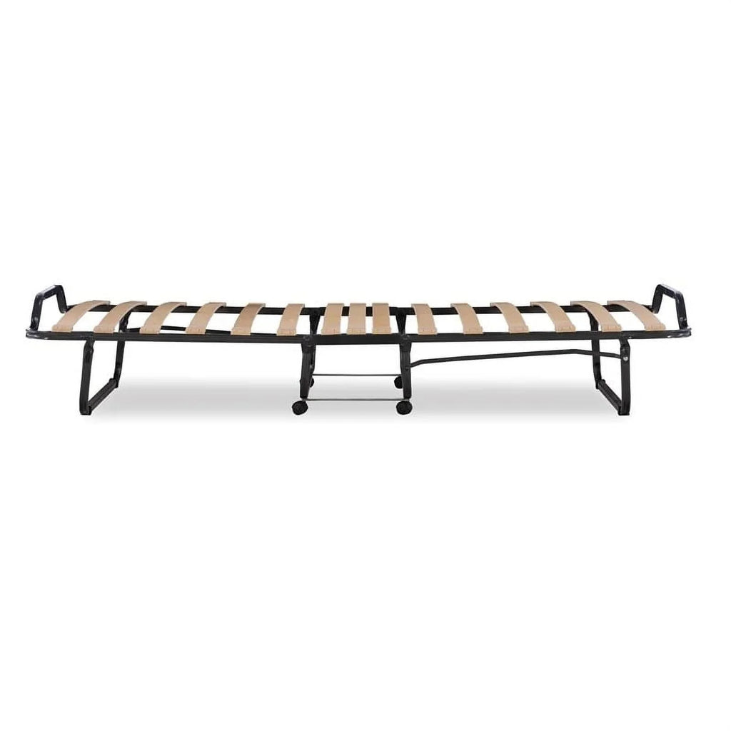 Riverbay Furniture Metal Folding Bed with Memory Foam Mattress in Beige