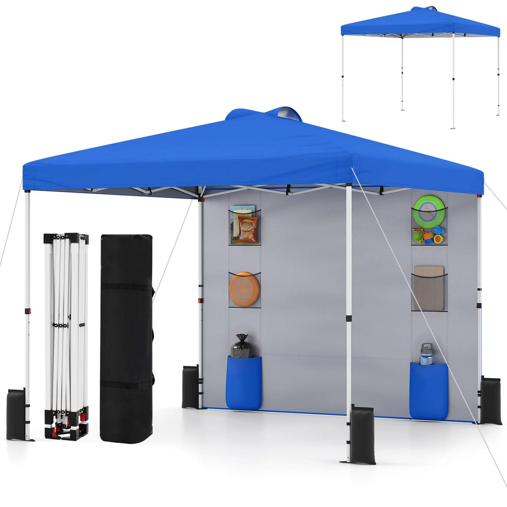 Tangkula 10x10 Ft Pop Up Canopy with Sidewall UPF50+ Commercial Canopy