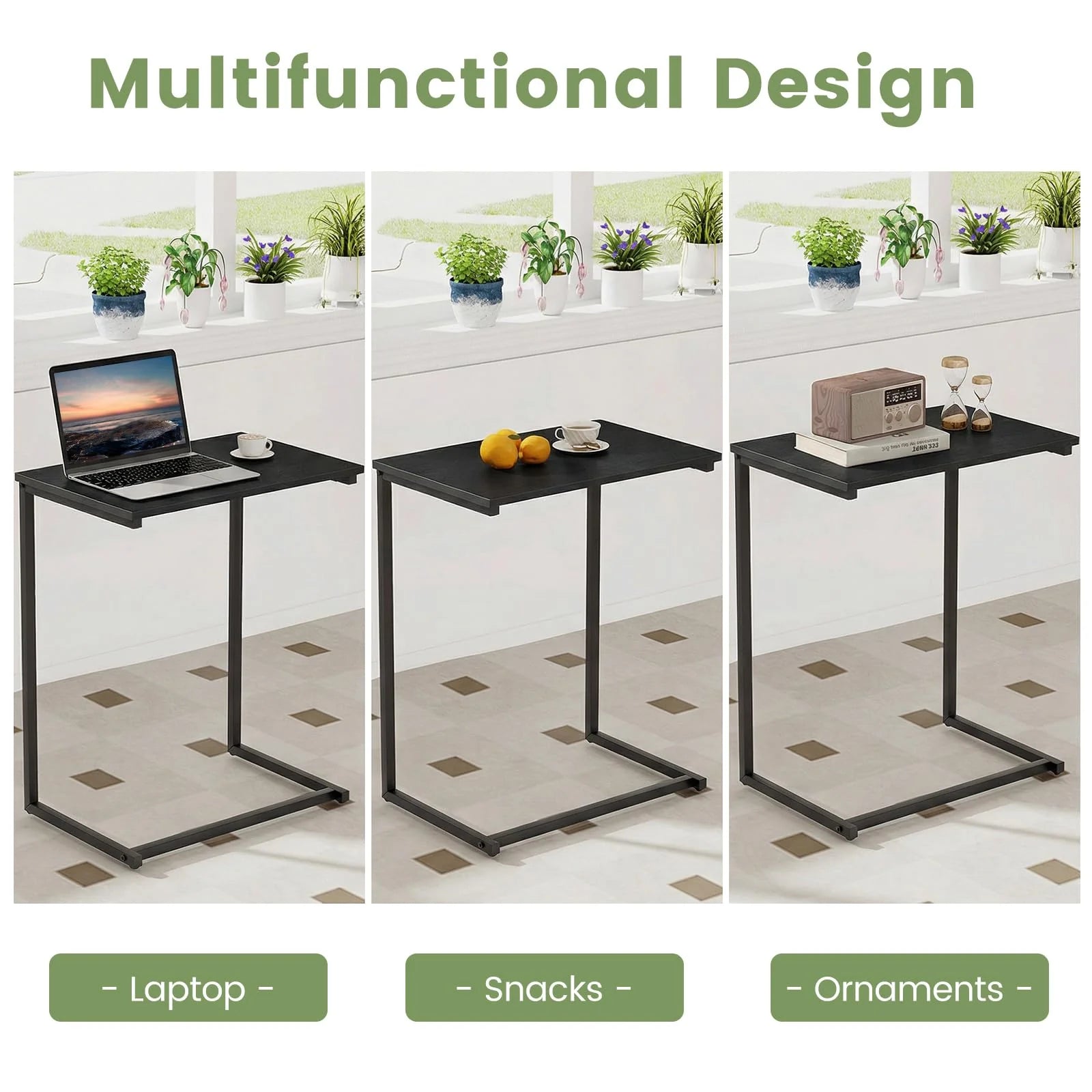 Tangkula 26.5" C-Shaped End Table for Bed