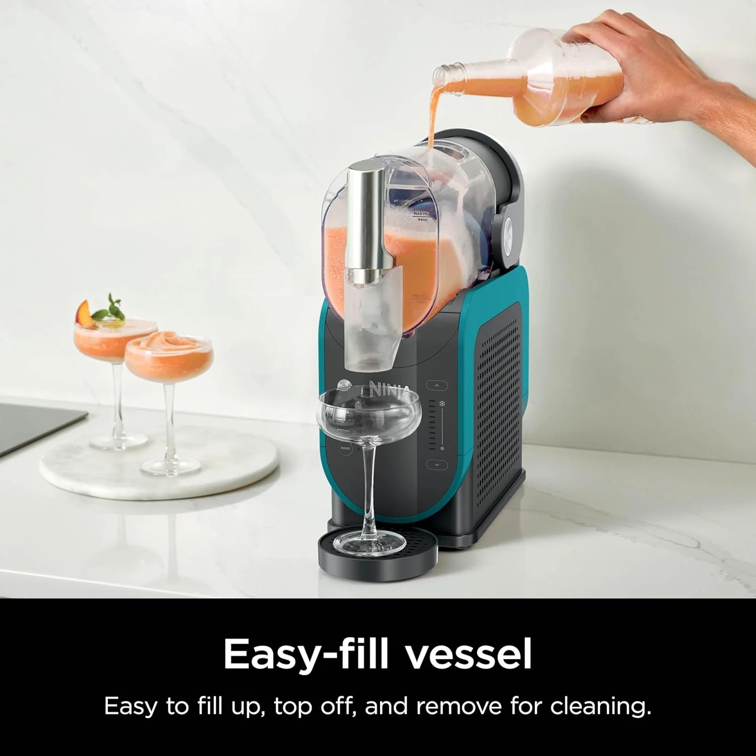 SLUSHi with RapidChill Technology, 88 oz. Frozen Drink & Slushie Machine, 5 Preset Programs, Margaritas, Frapps, and More, Premium Accents, Black, FS301