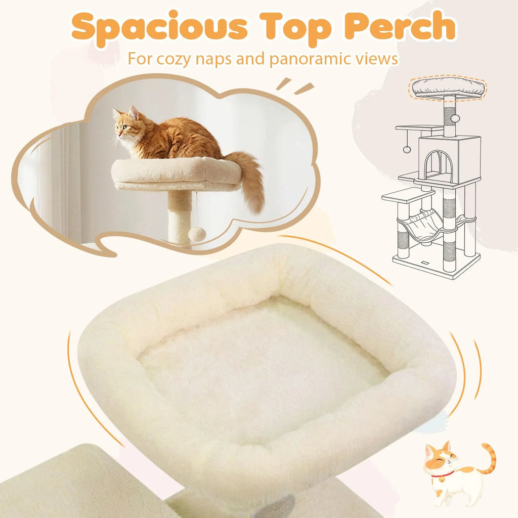 Tangkula 44 Inch Multi-Level Cat Tower with Sisal Scratching Posts