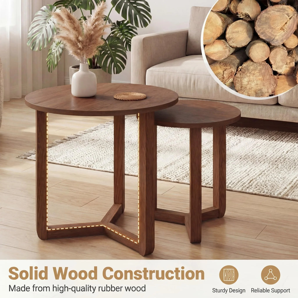 Tangkula Round Nesting Coffee Table Set of 2