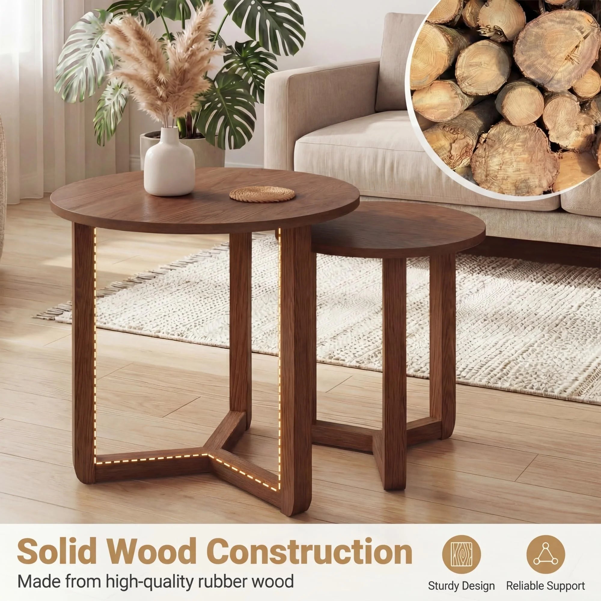 Tangkula Round Nesting Coffee Table Set of 2
