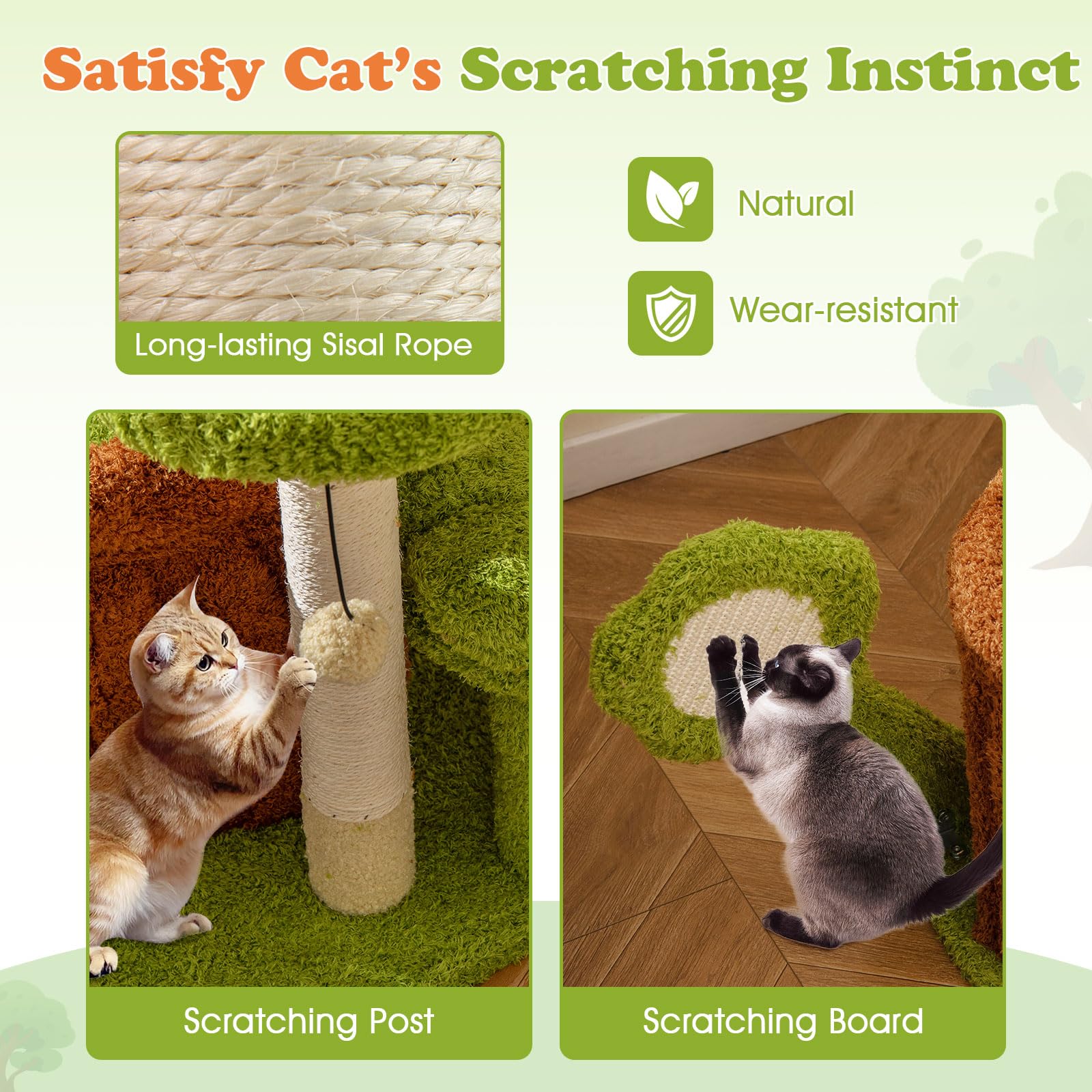Tangkula 36 Inch Aesthetic Cat Tower with Sisal Scratching Posts & Board