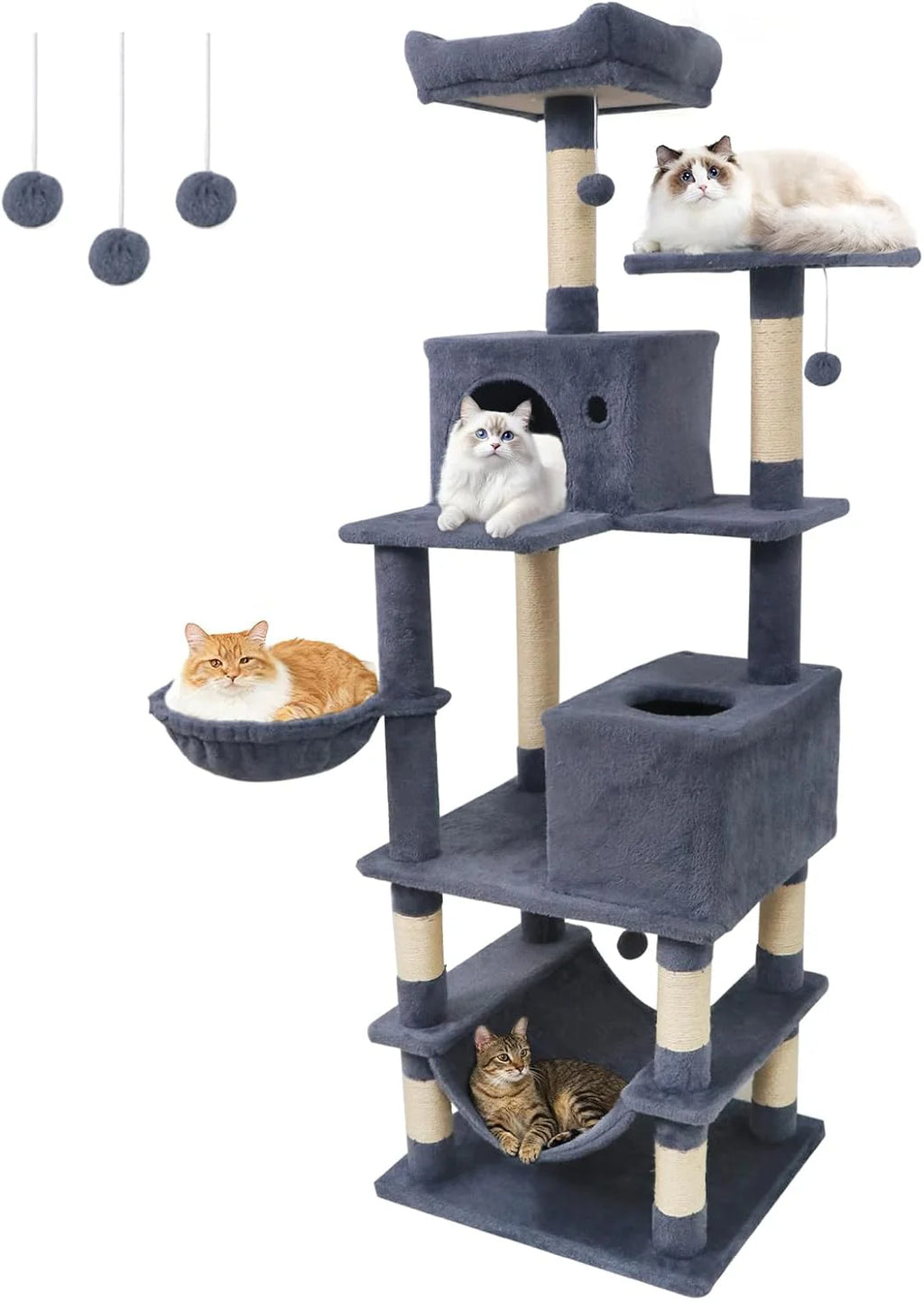 Tangkula 66 Inch Tall Cat Tree Multi-Level Cat Tower with Sisal Scratching Posts