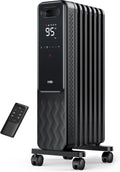 Dreo Oil Filled Radiator, Electric Radiant Heaters for Indoor Use Large Room with Remote Control, Child Lock, 4 Modes, Overheat & Tip - Over Protection, 24h Timer, Digital Thermostat, Quiet, 1500W