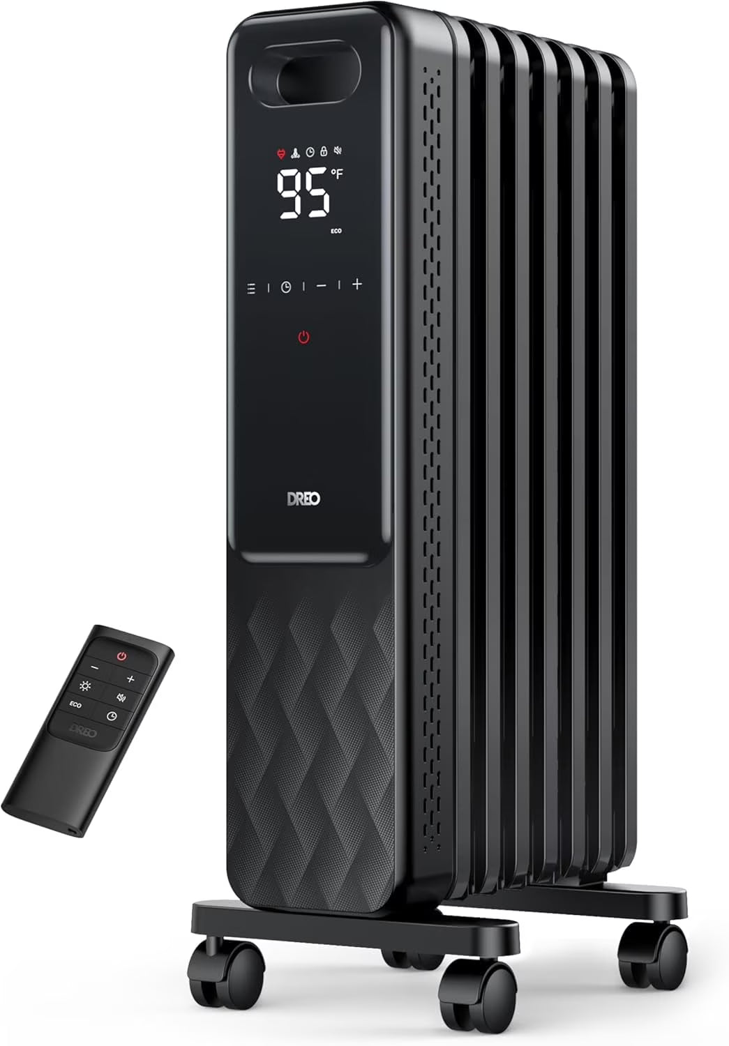 Dreo Oil Filled Radiator, Electric Radiant Heaters for Indoor Use Large Room with Remote Control, Child Lock, 4 Modes, Overheat & Tip - Over Protection, 24h Timer, Digital Thermostat, Quiet, 1500W
