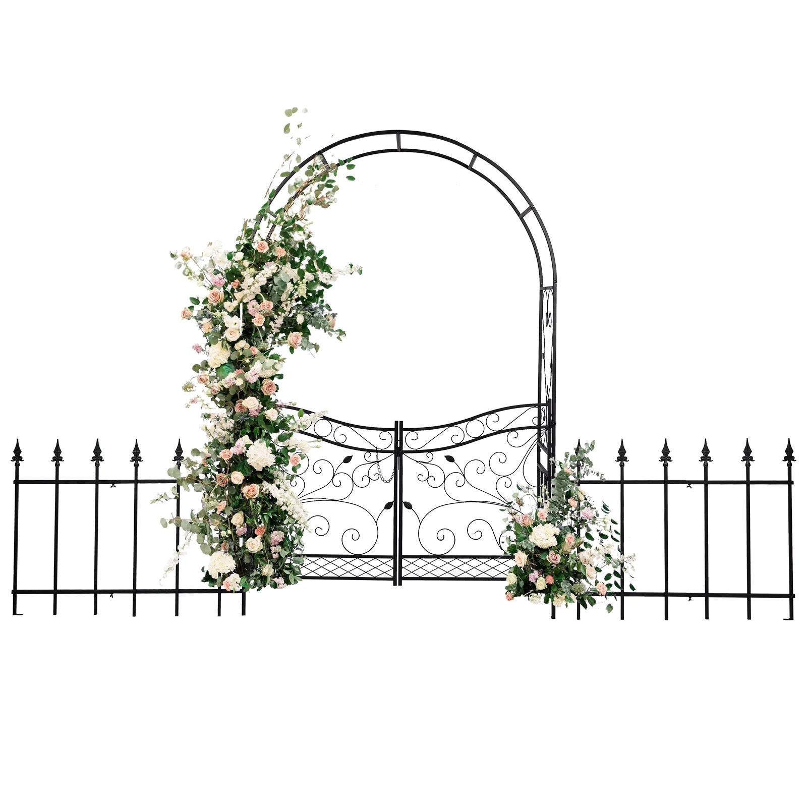 Ktaxon Garden Arch, Iron Arch for Climbing Plants, 7.2 FT Garden Arch with Seat Weather - Resistant, Black