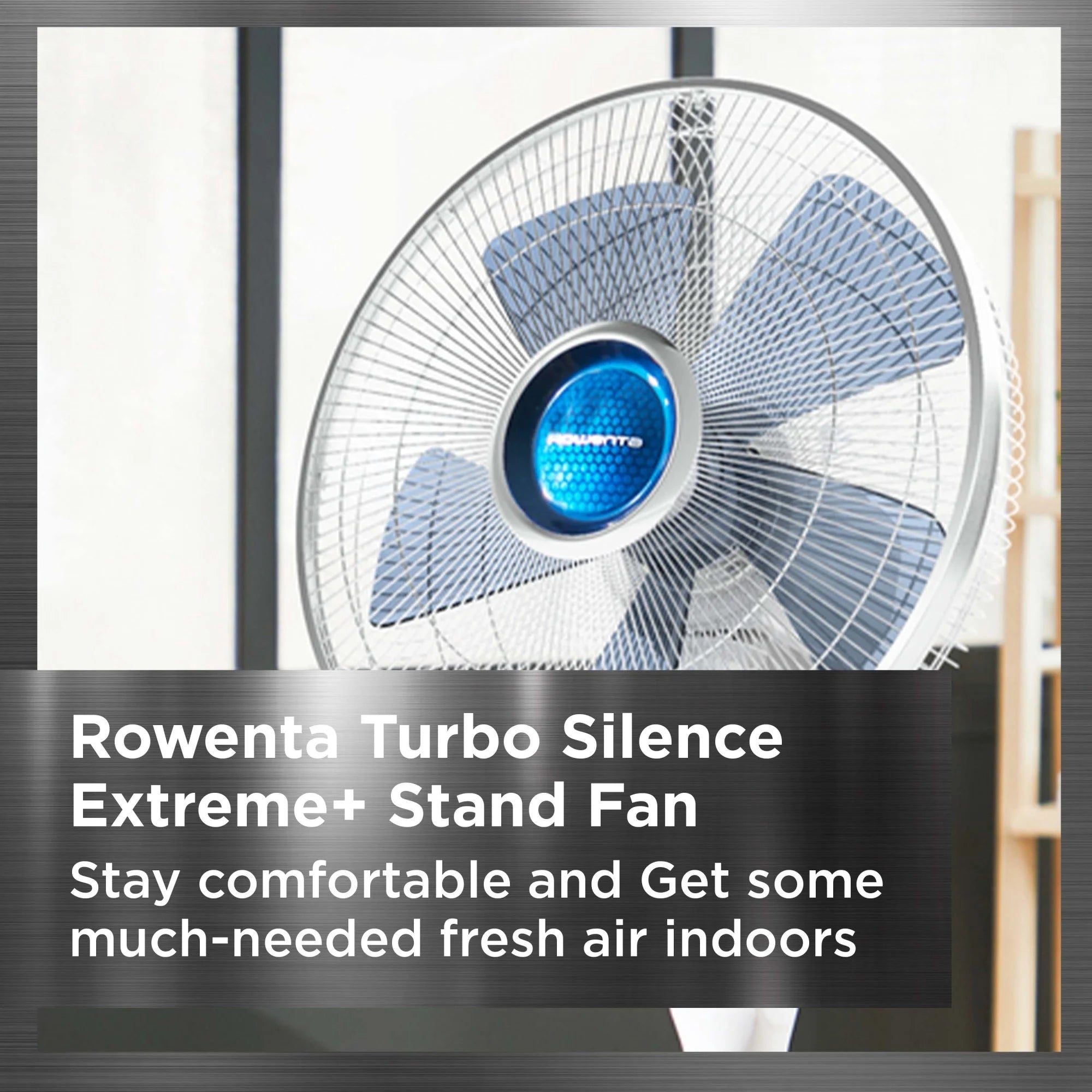 Rowenta Turbo Silence Standing Floor Fan with Remote, 53 in, Portable, 5 Speeds, VU5670