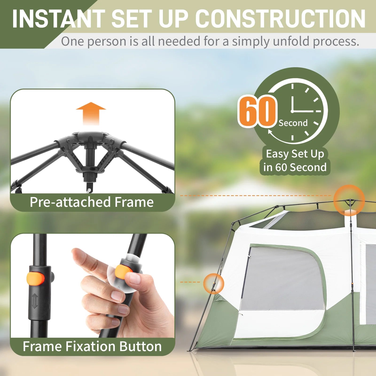 Zimtown 10 Person Tent Large Multi Room Tent for Family Camping Cabin Huge Tent with Carry Bag