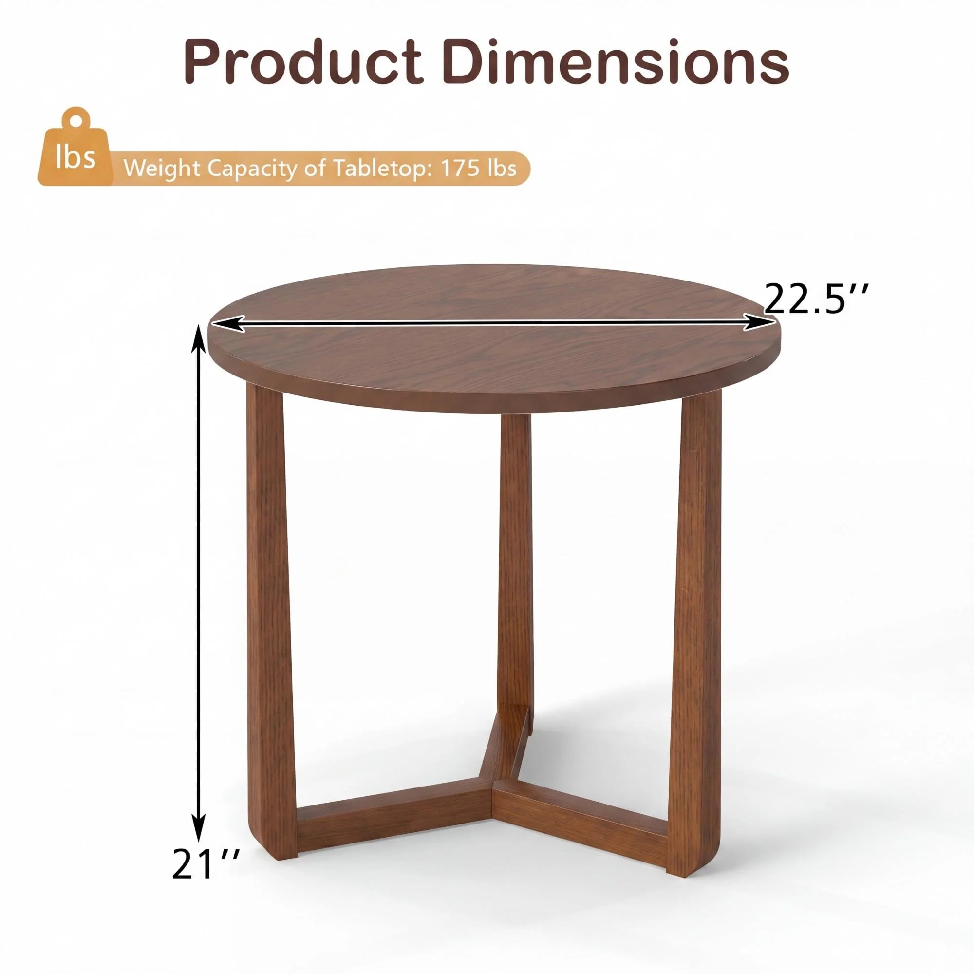 Tangkula Farmhouse Side Table | 22.5" Round End Table with Solid Rubber Wood Legs (1/2)