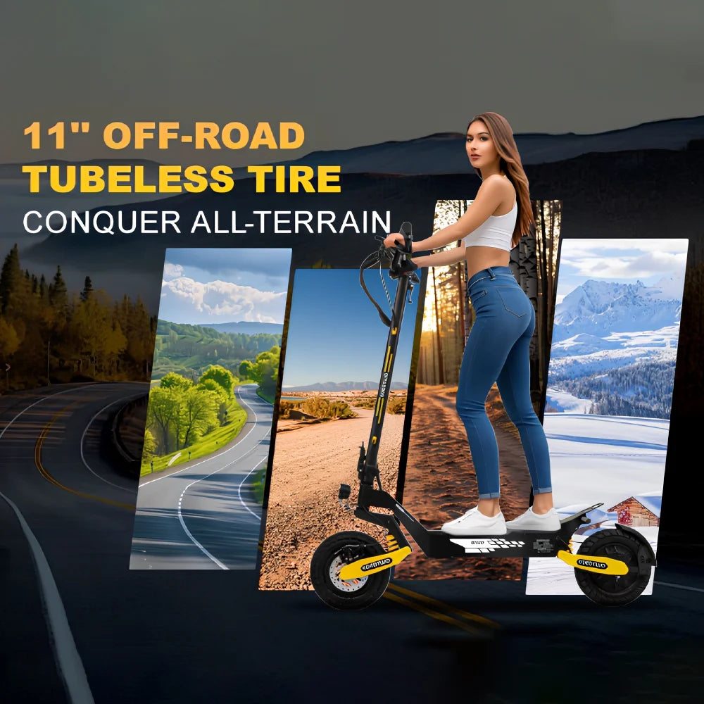 Off Road Electric Scooter for Adults, 1200W Motor Fast E Scooter, up to 28MPH Top Speed & 20miles Long Range, 11" Off - Road Tires, 330 lb MAX Load, Foldable