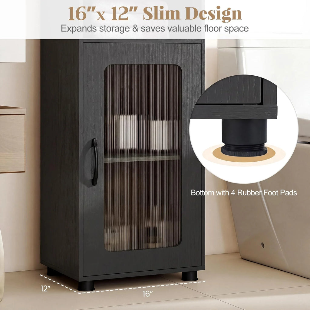 Tangkula 67” Tall Bathroom Cabinet Adjustable Open Shelf Space-Saving Modern Corner Tower