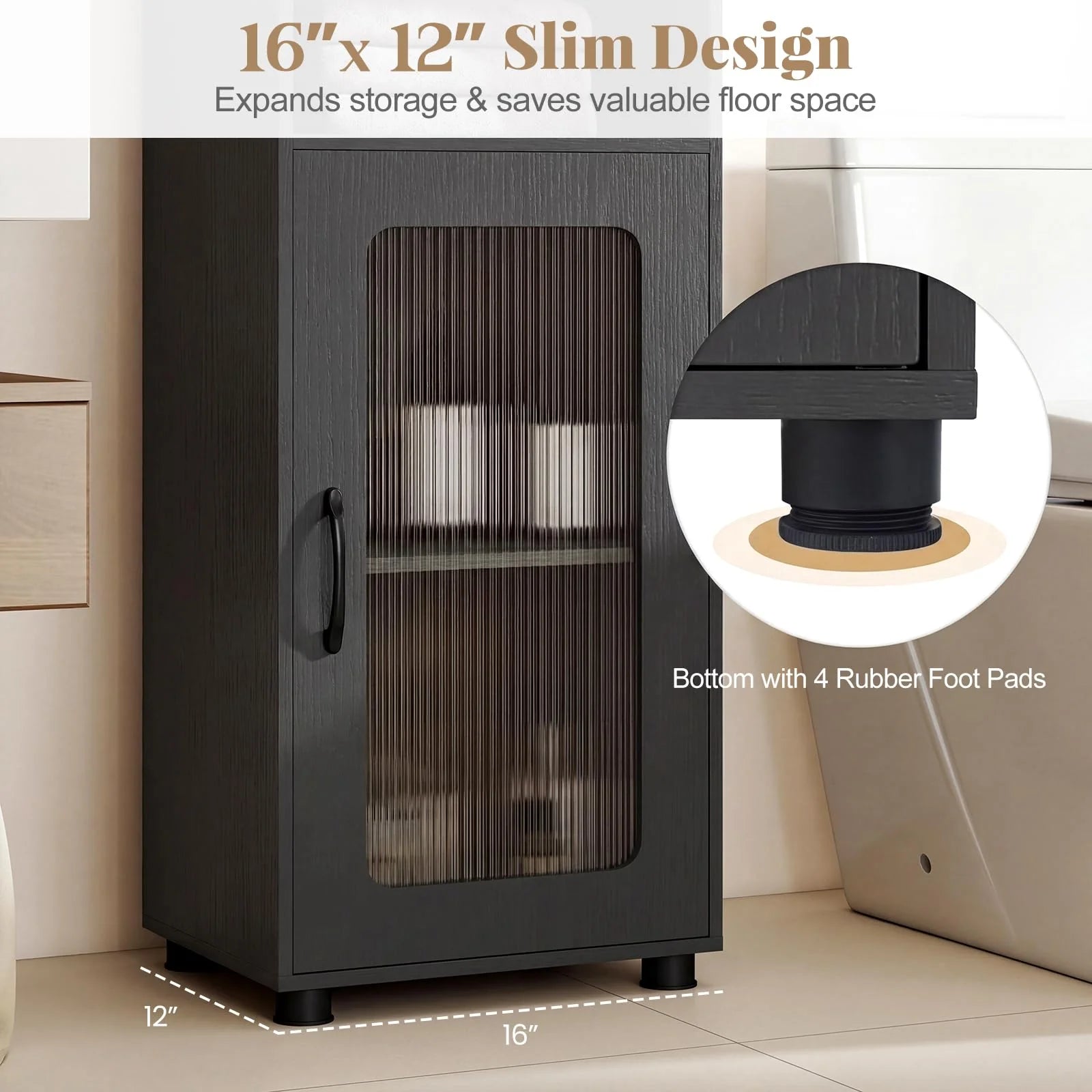 Tangkula 67” Tall Bathroom Cabinet Adjustable Open Shelf Space-Saving Modern Corner Tower