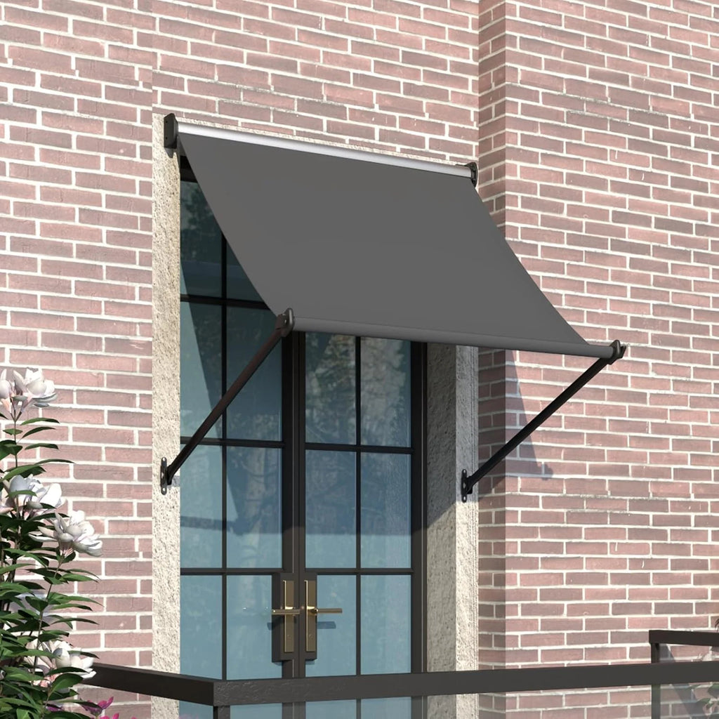 AECOJOY Retractable Awning, 30"x40" Manual Outdoor Awnings for Door Entrance, Sun Shade Canopy