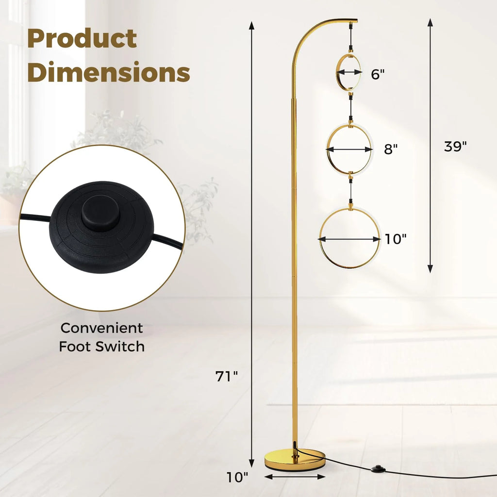 Tangkula 3-Light Floor Lamp Freestanding Industrial Tree Lamp