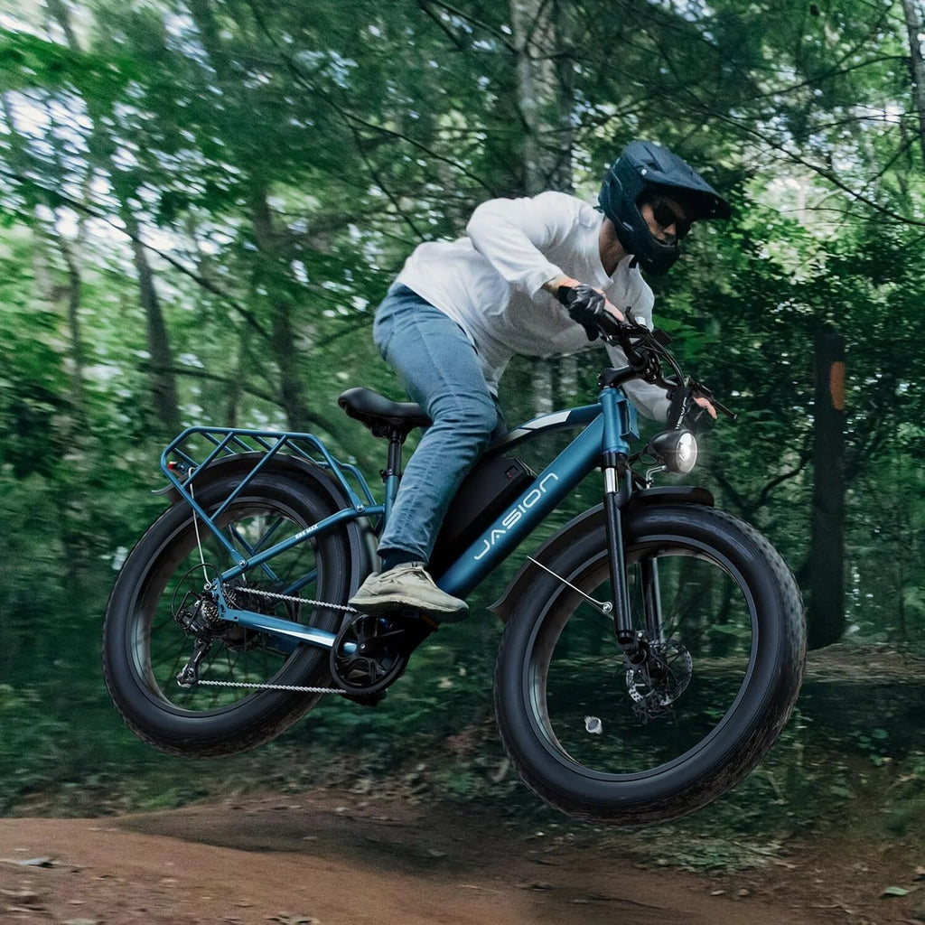 Jasion EB5 MAX Electric Bike for Adults, 750W Electric Mountain Bike with 48V 15ah Battery, 26'' Fat Tire Off - Road Ebike, 28MPH Shimano 7 Speed Bicycle UL2849