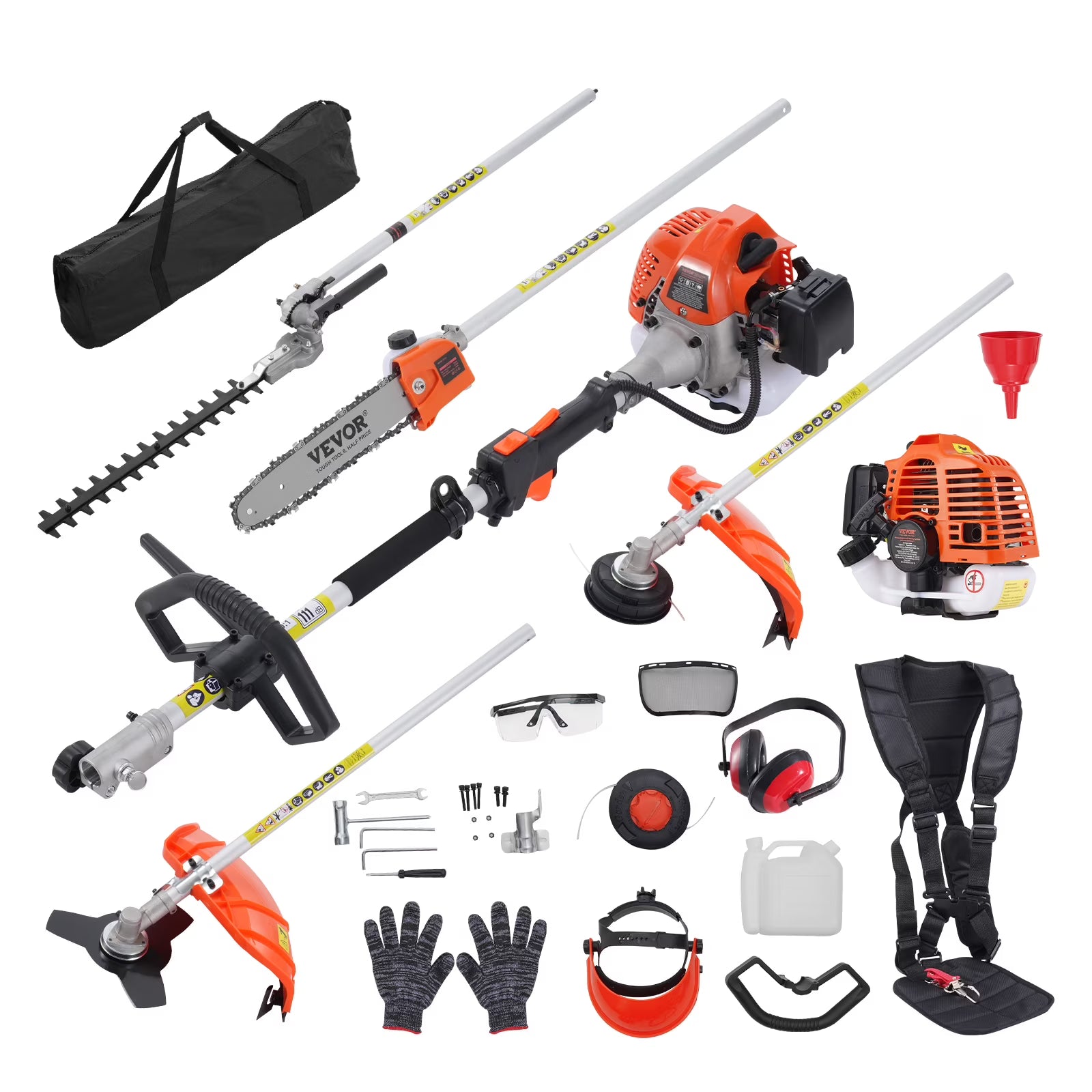 VEVOR 26CC 5 - in - 1 Multi - Functional Trimming Tools, Gas Hedge Trimmer, Weed Eater, String Trimmer, Edger, Pole Saw Chainsaw Pruner with Extension Pole
