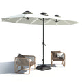 AECOJOY 15ft Patio Double-Sided Umbrella, 156 PCS Solar LED Light Outdoor Large Umbrella, Ivory