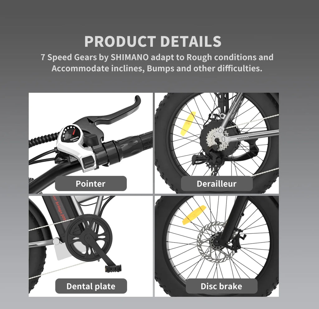 Aostirmotor Folding Electric Bike 20 in Fat Tire, with 750W Motor, 48V 12.5AH Removable Lithium Battery, Ebikes for Adults UL2849