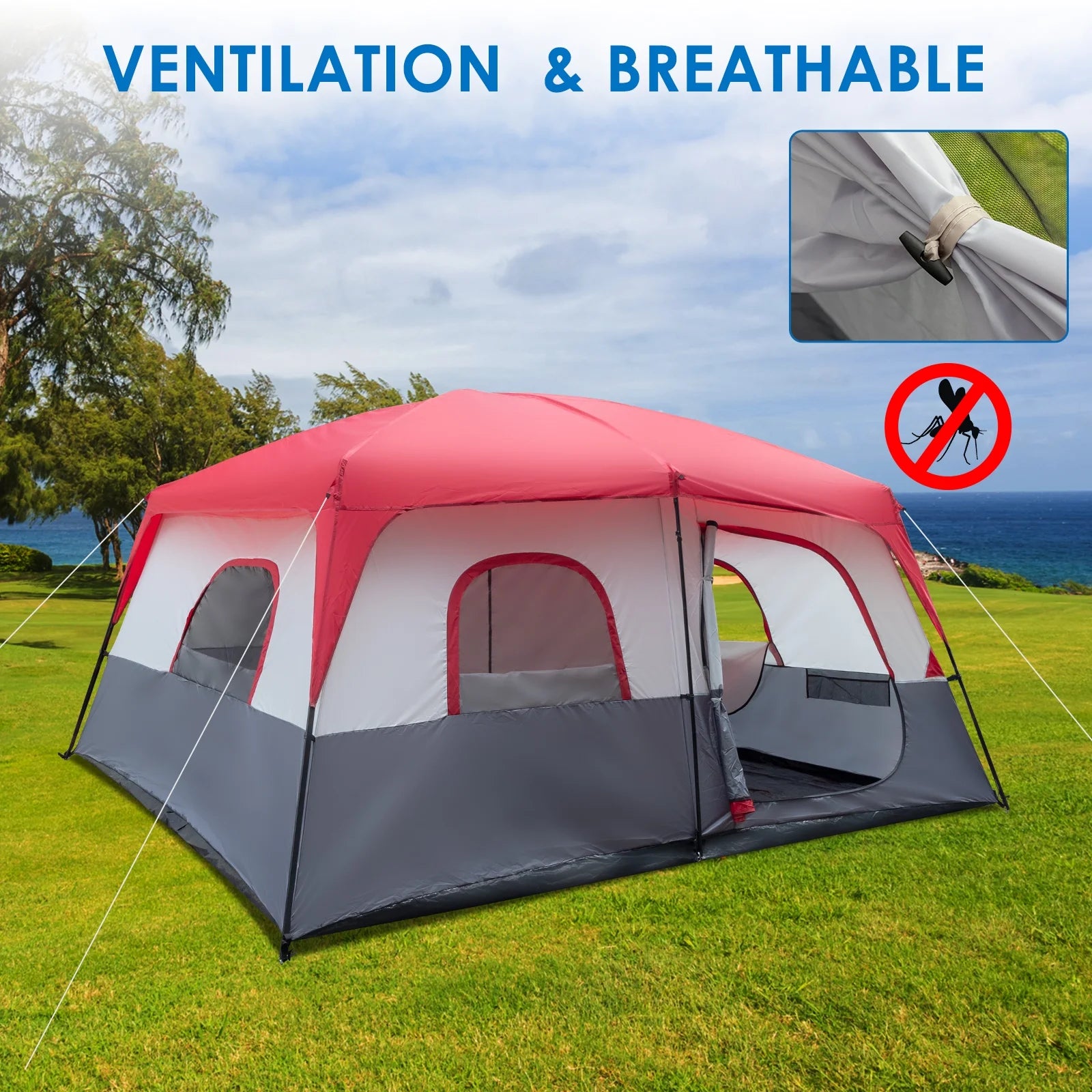 Zimtown 10 Person Tent Large Multi Room Tent for Family Camping Cabin Huge Tent with Carry Bag