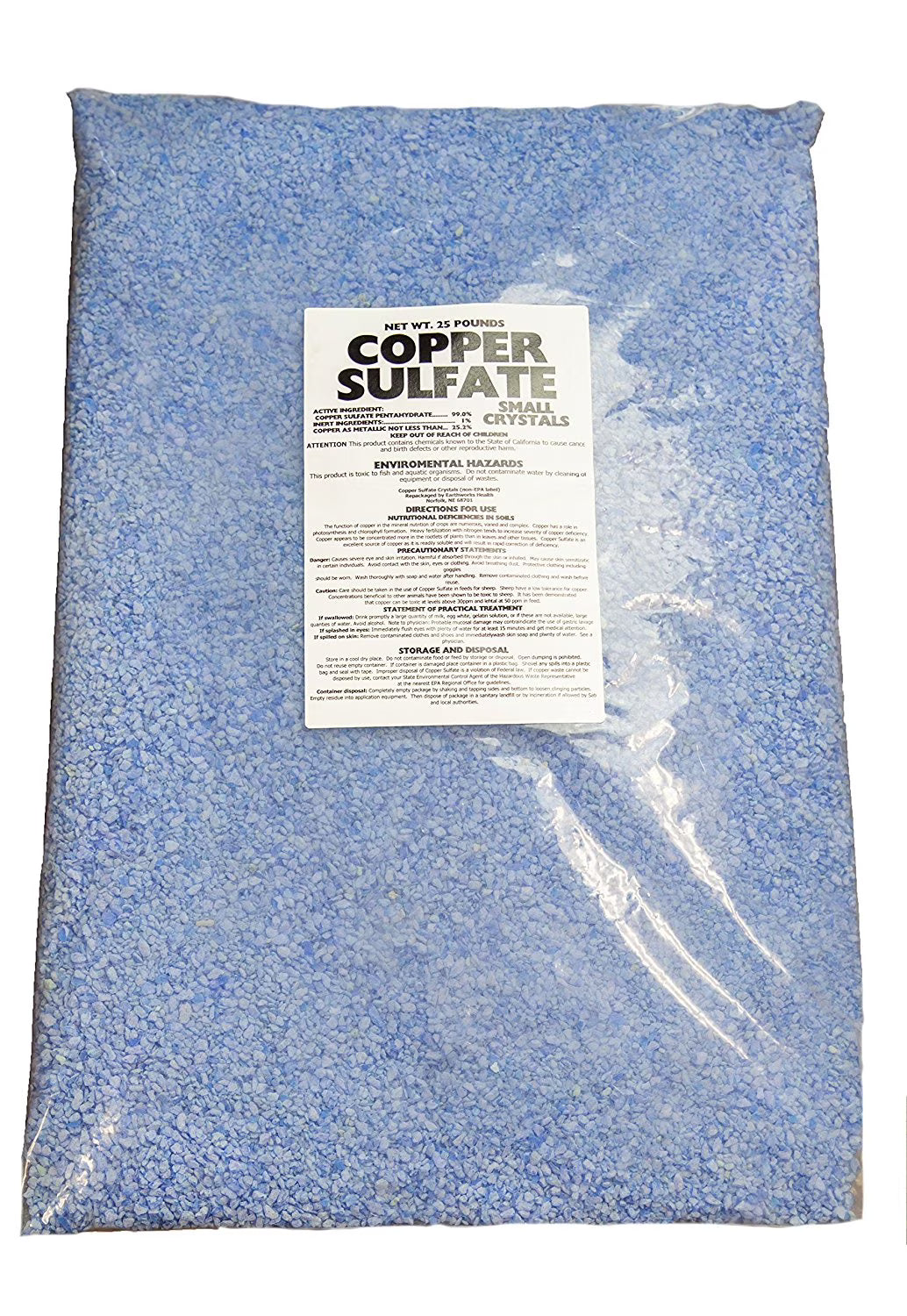 Copper Sulfate Fine Crystals - 25 lb Bag