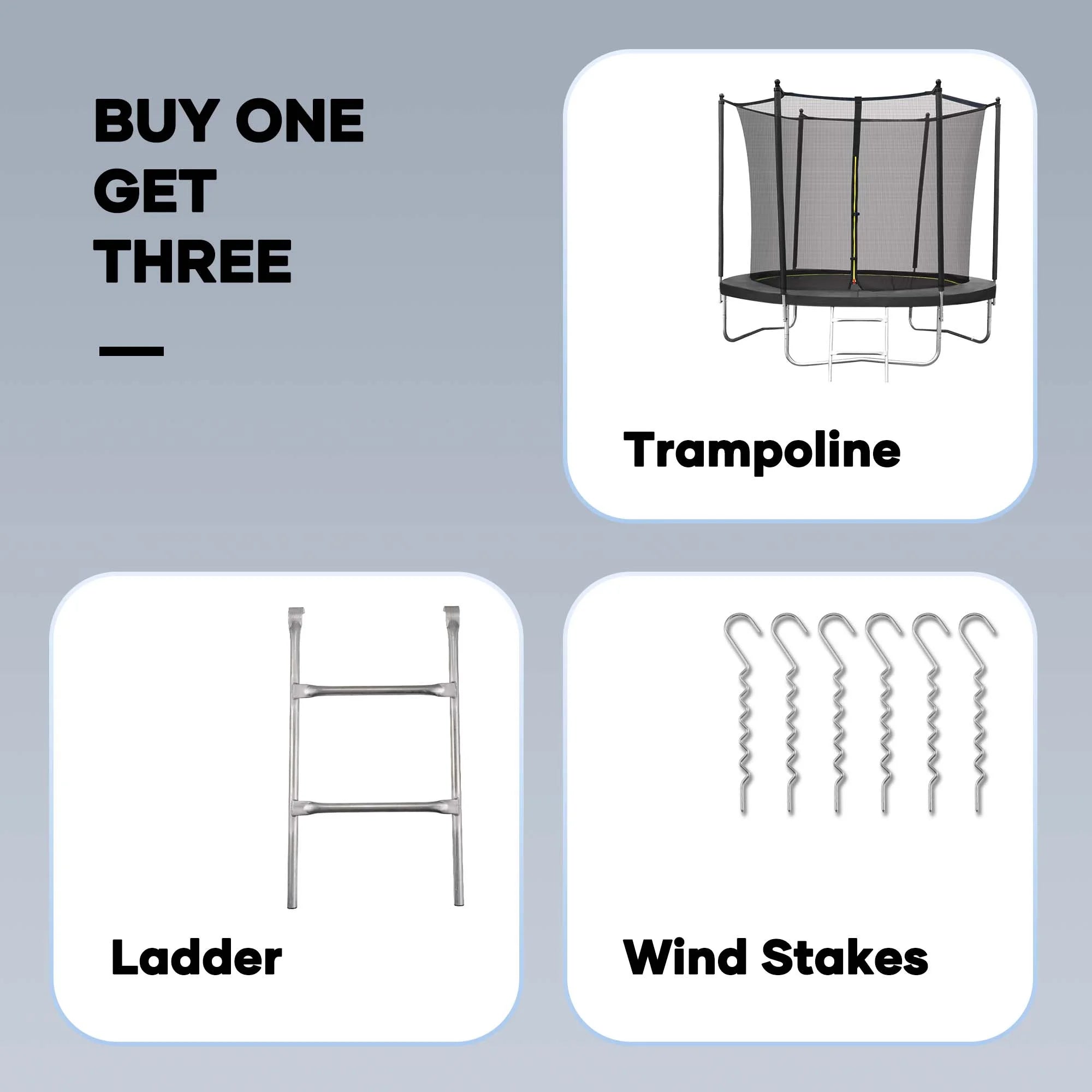 MARNUR 8FT Trampoline for Kids Trampoline with Enclosure Net, Ladder, Wind Stakes, Outdoor 330 lb Weight Capacity