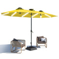 AECOJOY 15ft Patio Double-Sided Umbrella, 156 PCS Solar LED Light Outdoor Large Umbrella, Yellow