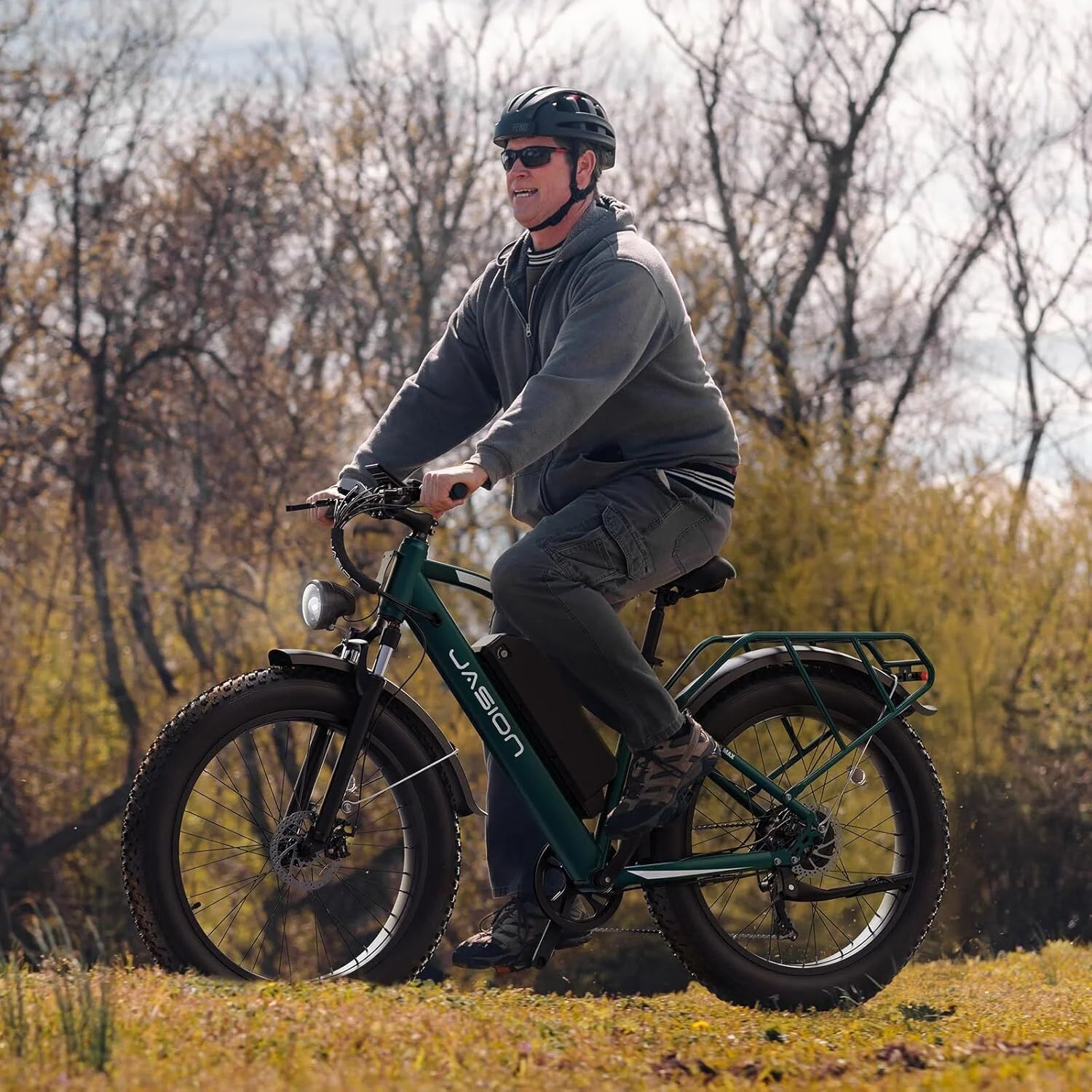 Jasion EB5 MAX Electric Bike for Adults, 750W Electric Mountain Bike with 48V 15ah Battery, 26'' Fat Tire Off - Road Ebike, 28MPH Shimano 7 Speed Bicycle UL2849