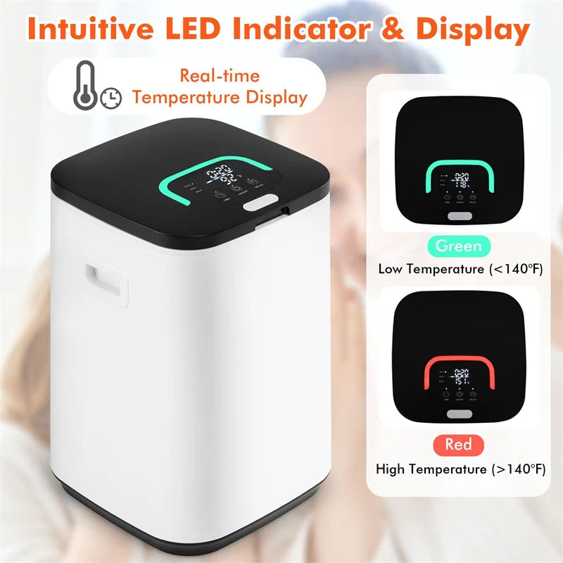 23L Large Towel Warmer Bucket, Hot Towel Heater with LED Light, Rapid Heating, 24H Delay Timer, 20/40/60min Heating Time, 4 Hooks for Oversized Towels