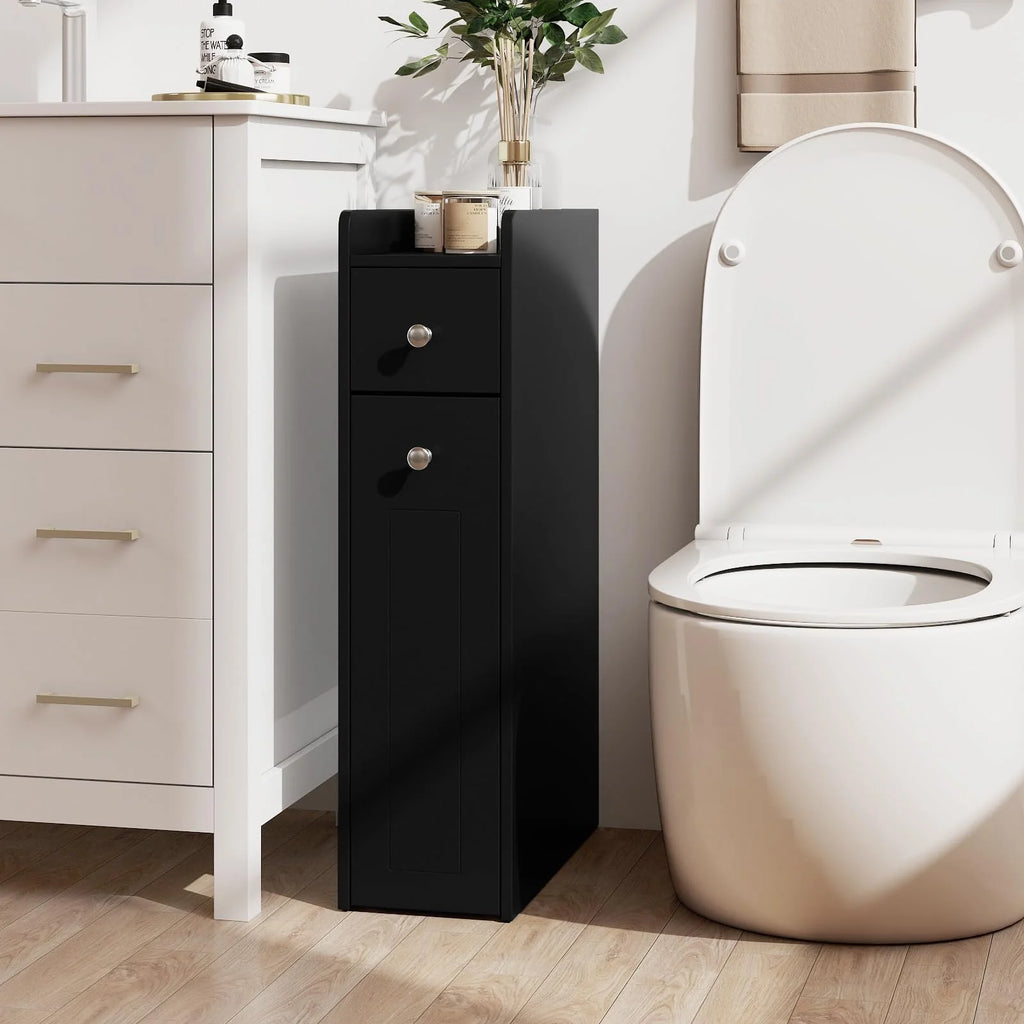 Tangkula Small Bathroom Storage Cabinet 4-Tier with Slide Out Drawers on Casters