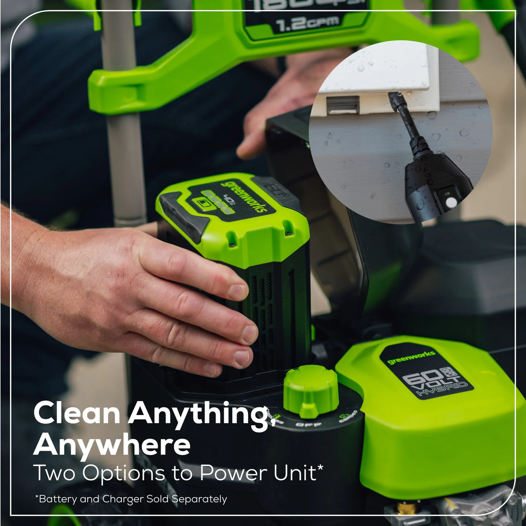 Greenworks Hybrid 60V 1800 PSI at 1.2 GPM Electric Cold Water Pressure Washer 5109402T