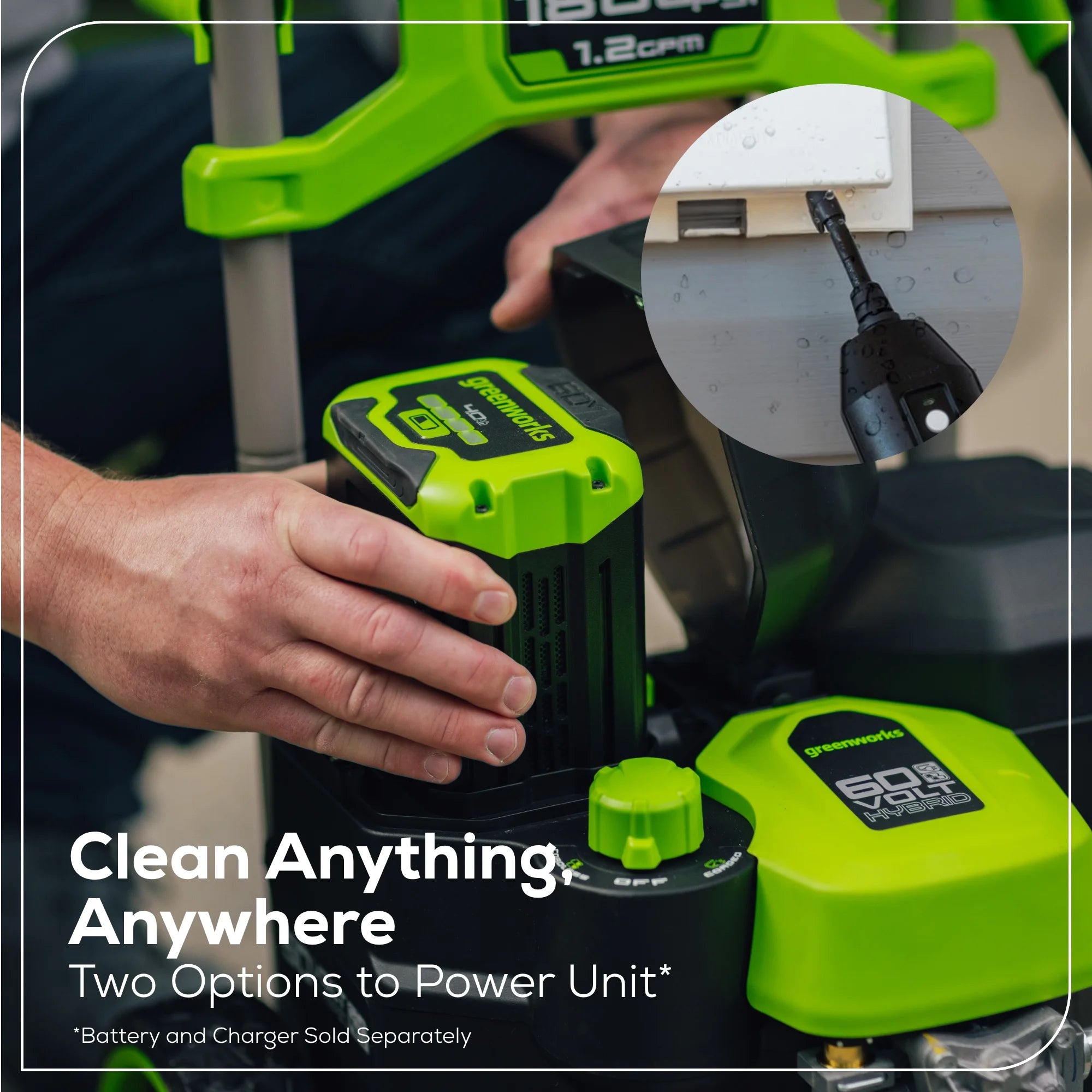 Greenworks Hybrid 60V 1800 PSI at 1.2 GPM Electric Cold Water Pressure Washer 5109402T