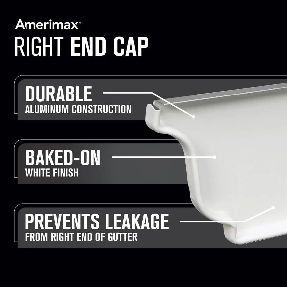 Amerimax Home Products 6 in. White Aluminum K-Style Right End Cap (Right End Cap)