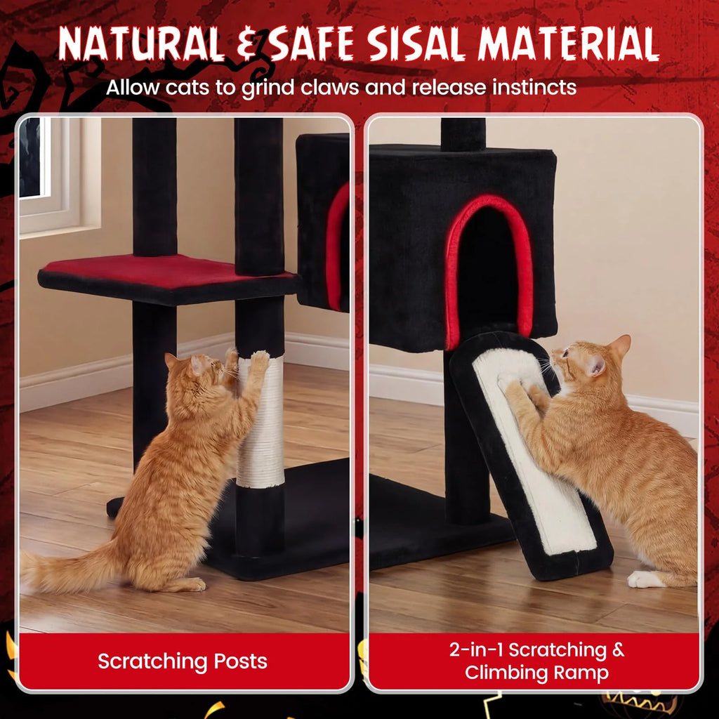Tangkula 75" Gothic Cat Tree Halloween Cat Tower