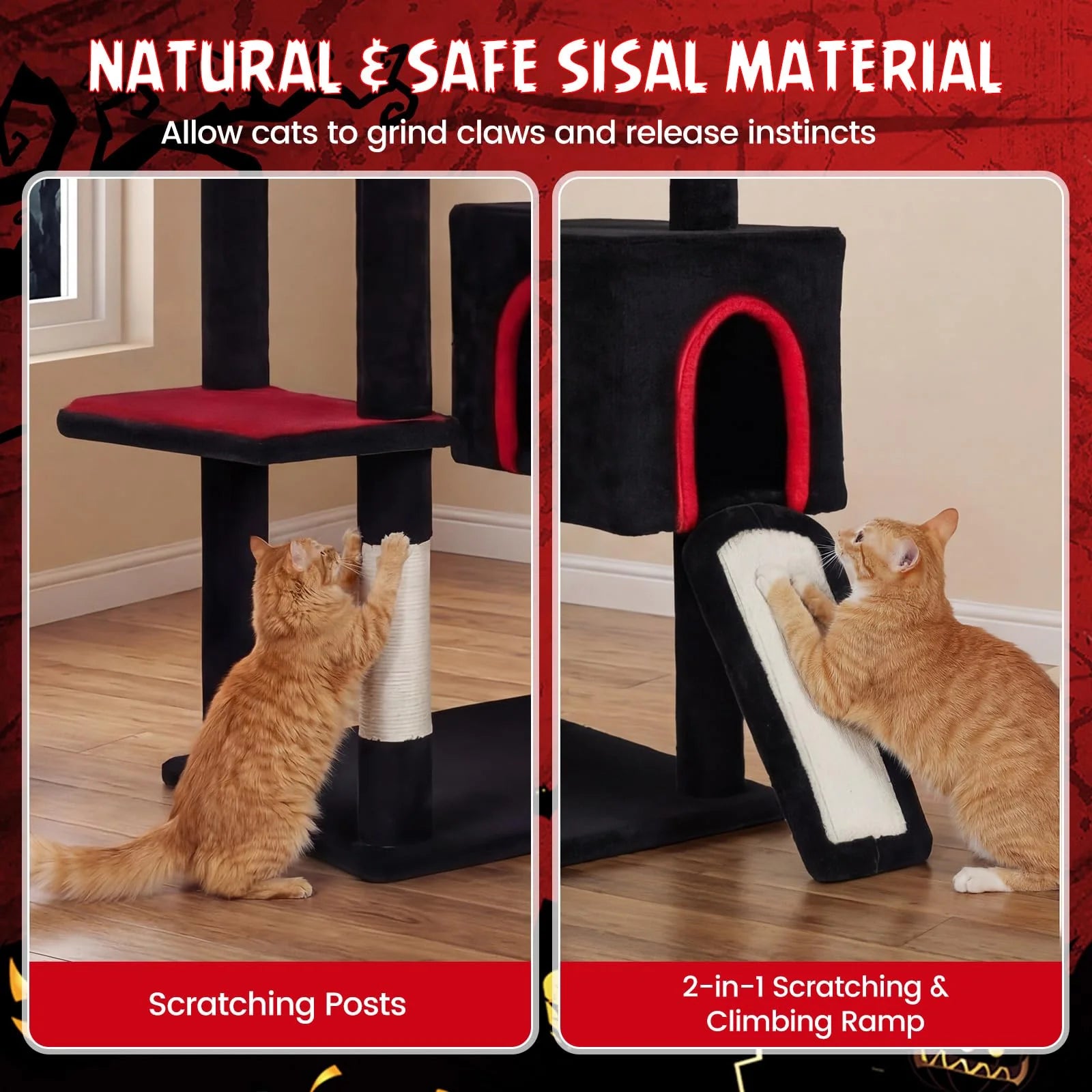 Tangkula 75" Gothic Cat Tree Halloween Cat Tower