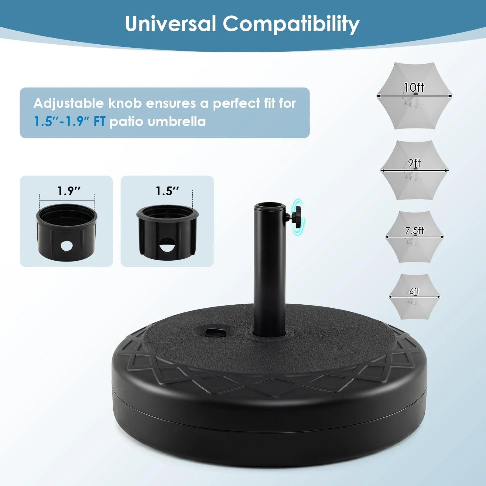 Tangkula 114 lbs Umbrella Base with Handle for 1.5"-1.9" Poles