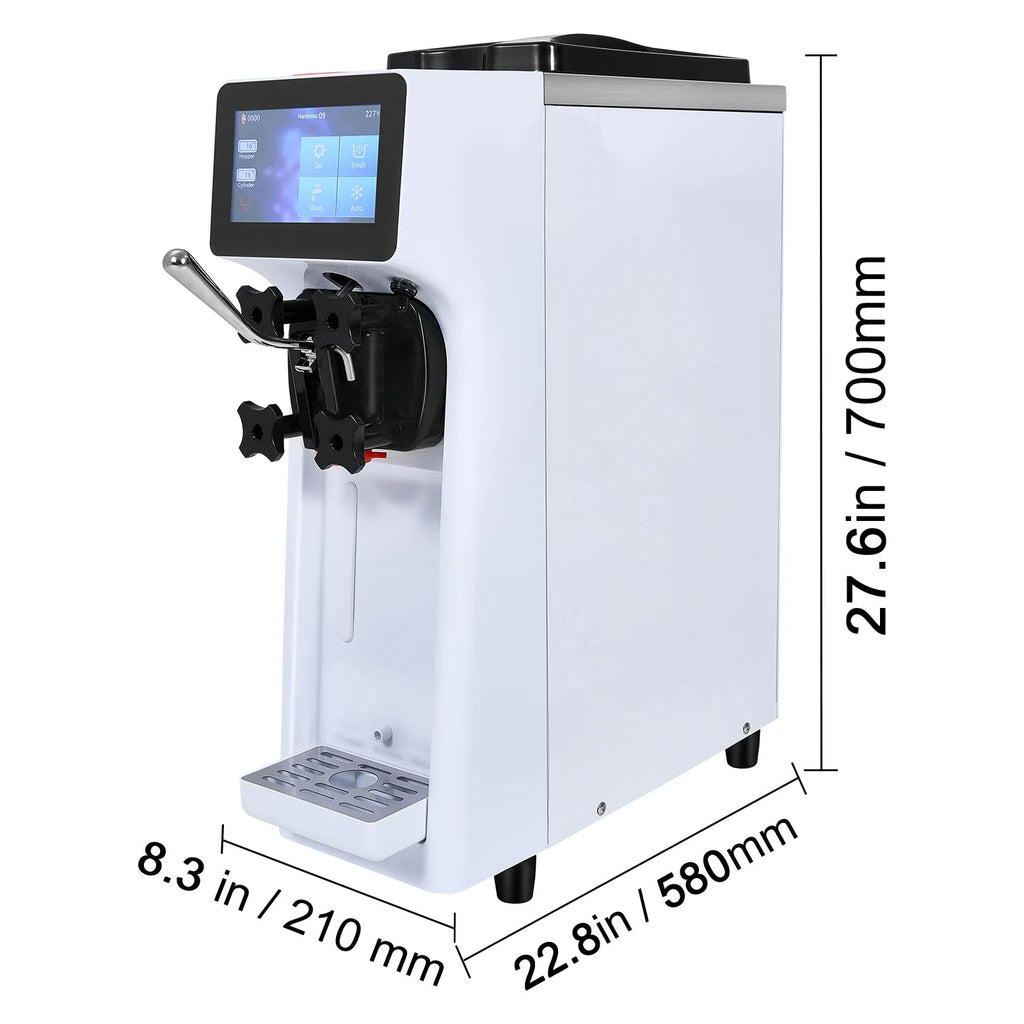 KFFKFF Commercial Ice Cream Machine 2.7 - 4gal/10 - 15 L/H 4 L Hopper Single Flavor Countertop Soft Serve Ice Cream Maker Auto Clean Pre - Cooling