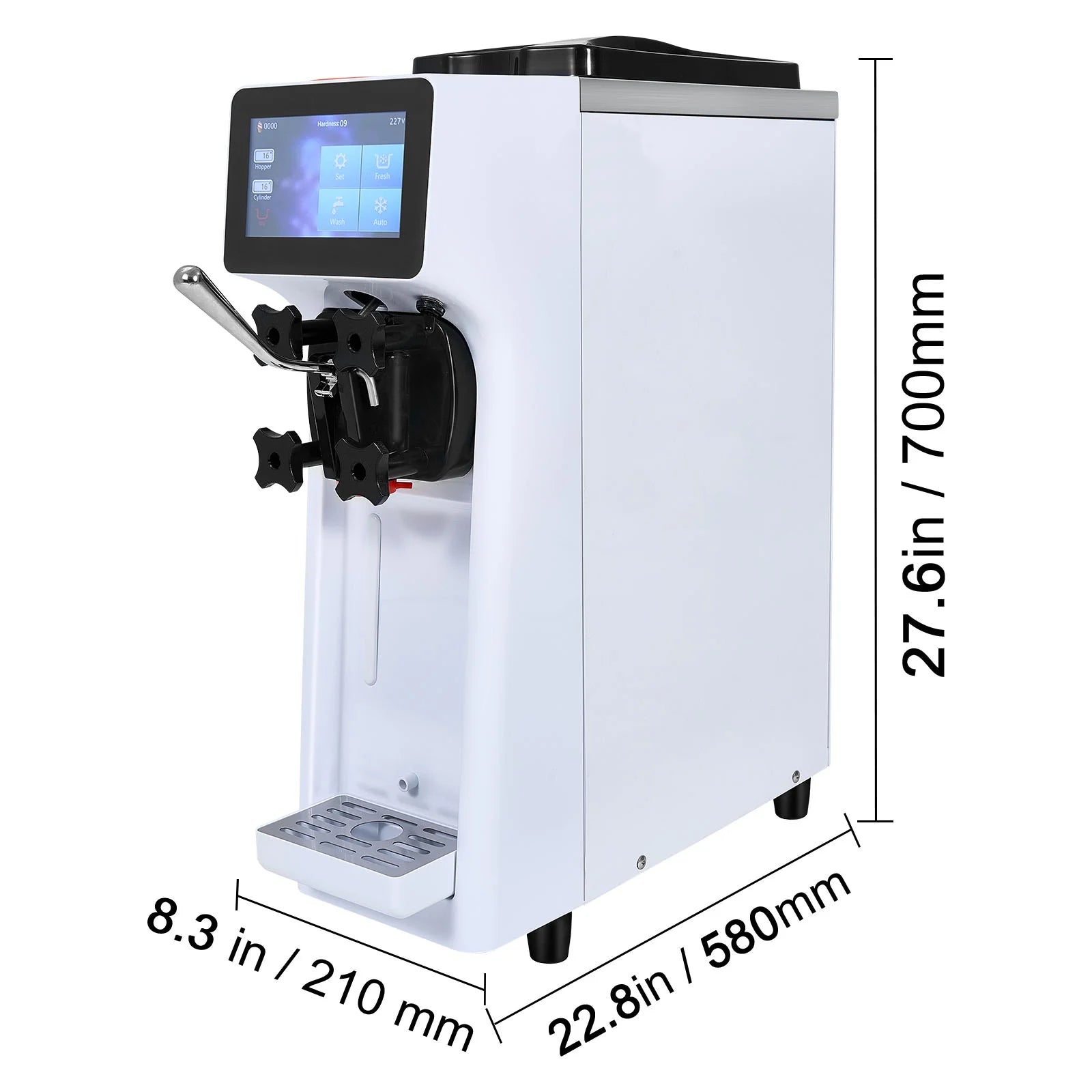 KFFKFF Commercial Ice Cream Machine 2.7 - 4gal/10 - 15 L/H 4 L Hopper Single Flavor Countertop Soft Serve Ice Cream Maker Auto Clean Pre - Cooling