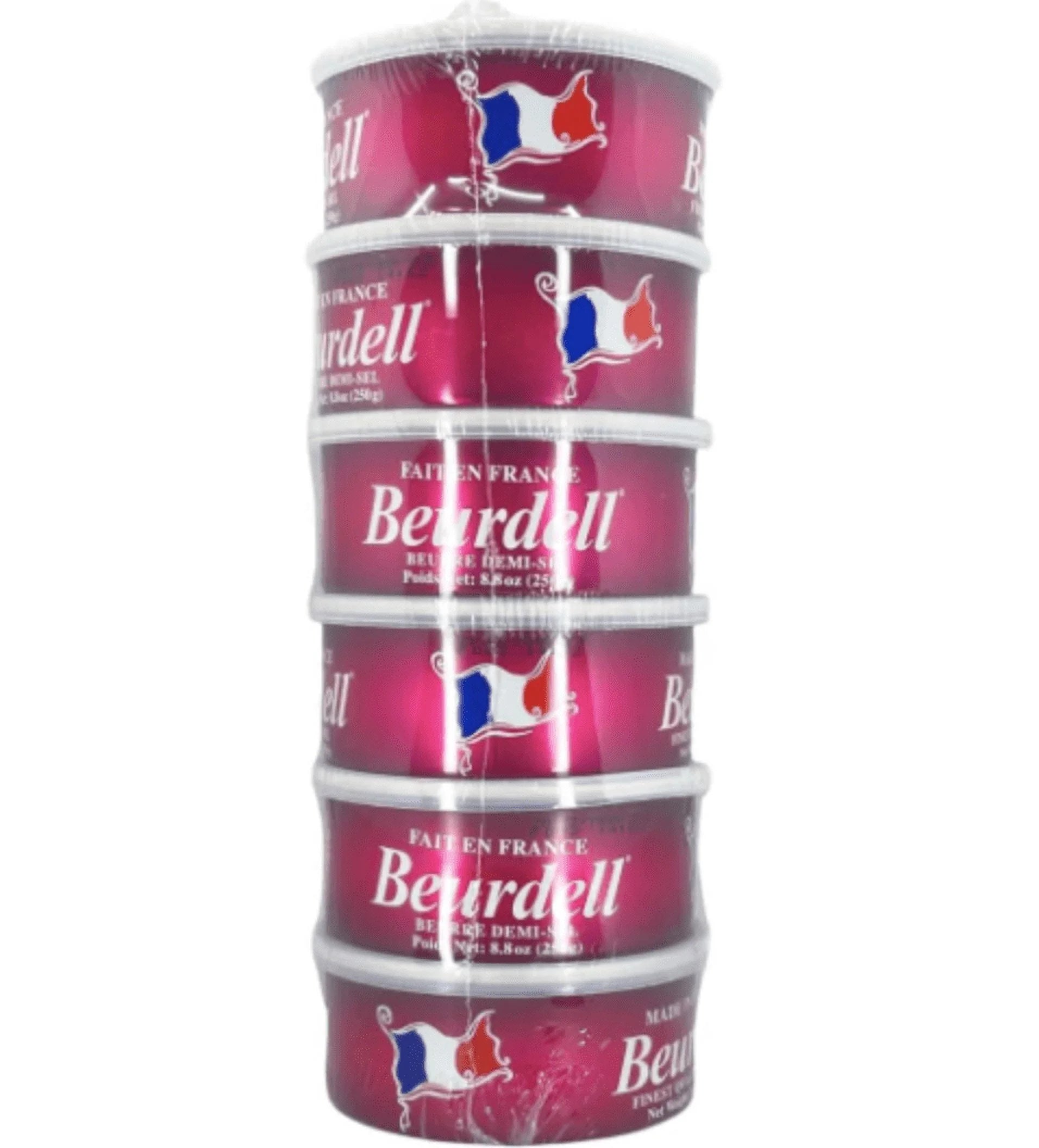 Beurdell Canned French Butter - 100% Natural Salted Pasteurized Real Butter | Long Shelf Life Emergency Survival Food | Great for Cooking, Baking, RV & Camping | Pull Top Lid | Pack of 24 | France